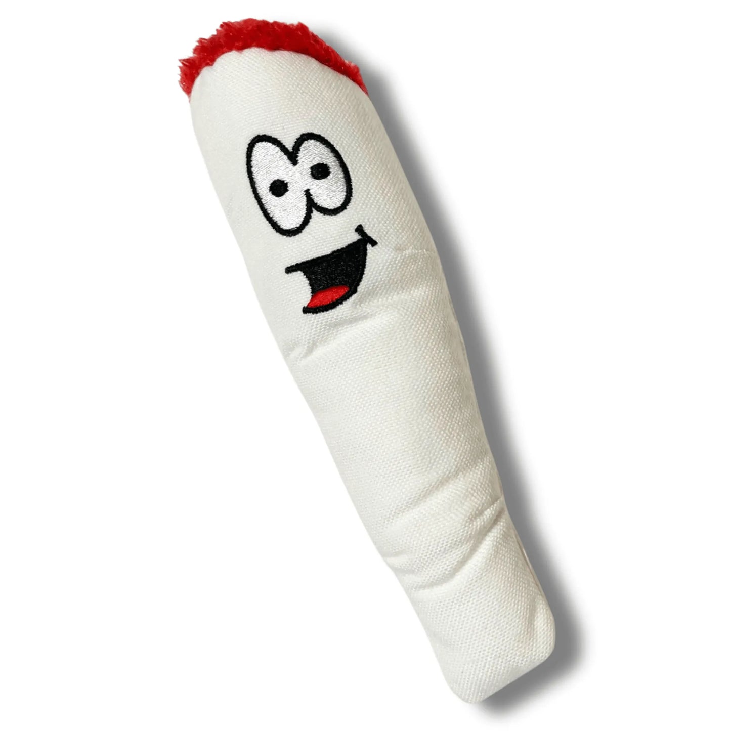 Cute white "My Name is Jay" plush dog toy by Berry Charmz, perfect for pets and owners, suitable for small to large breeds.