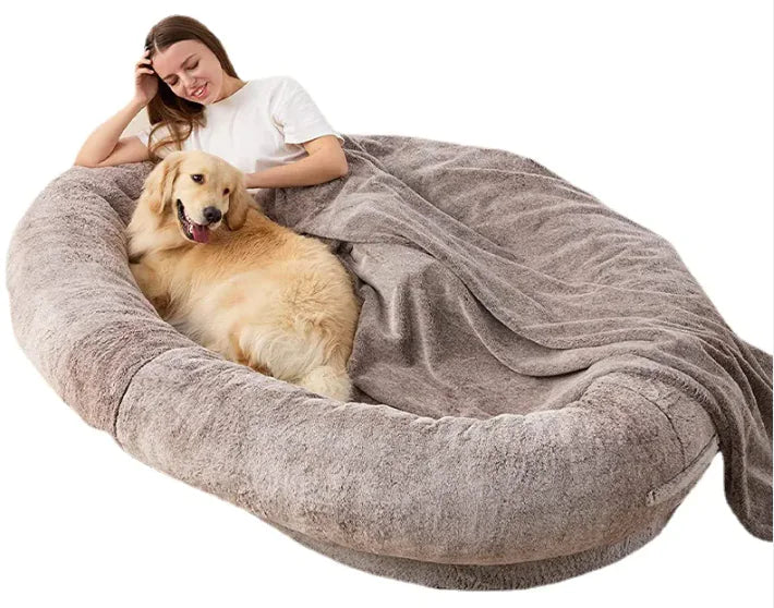 Large Human Short Plush Dog Bed - Mimarta