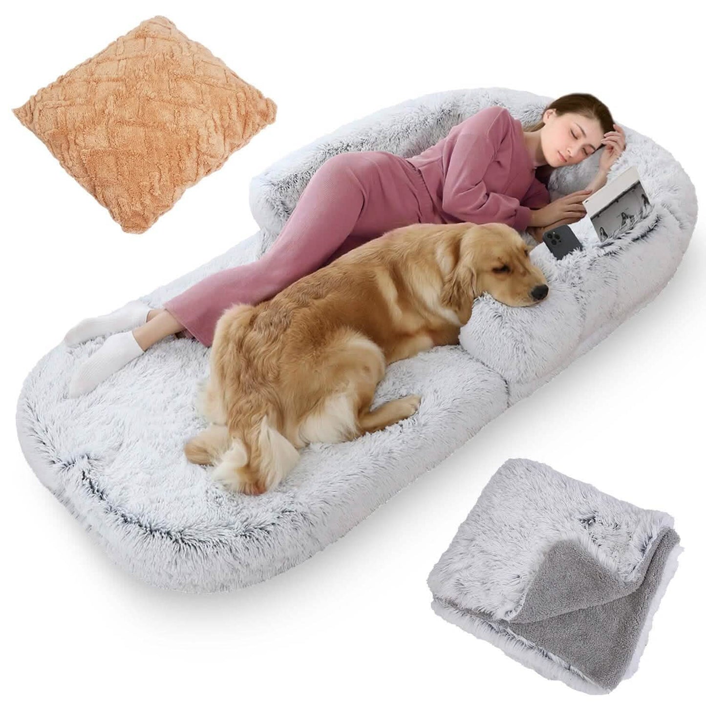 Napping Human-Sized Dog Bed Machine Washable Zipped