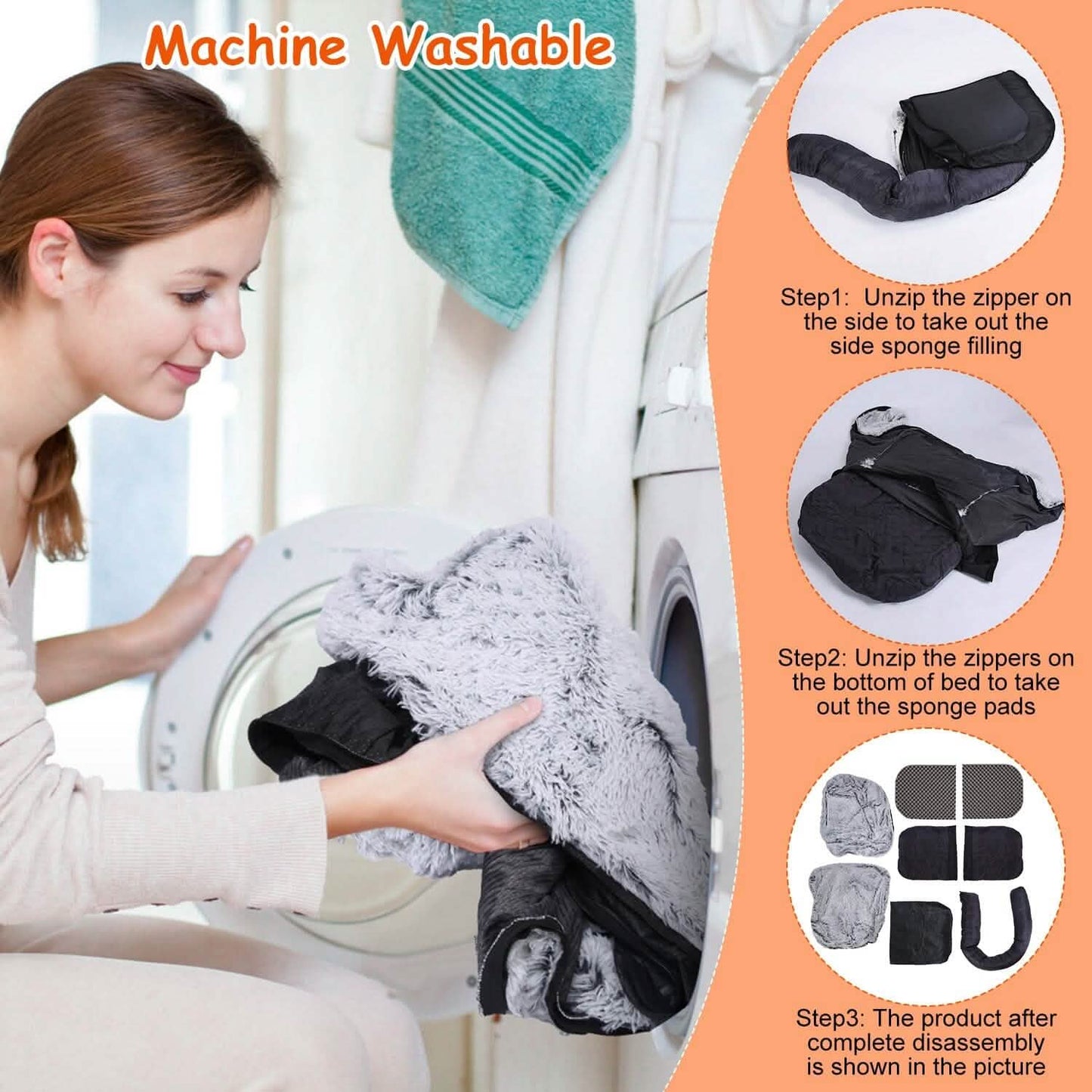 Napping Human-Sized Dog Bed Machine Washable Zipped