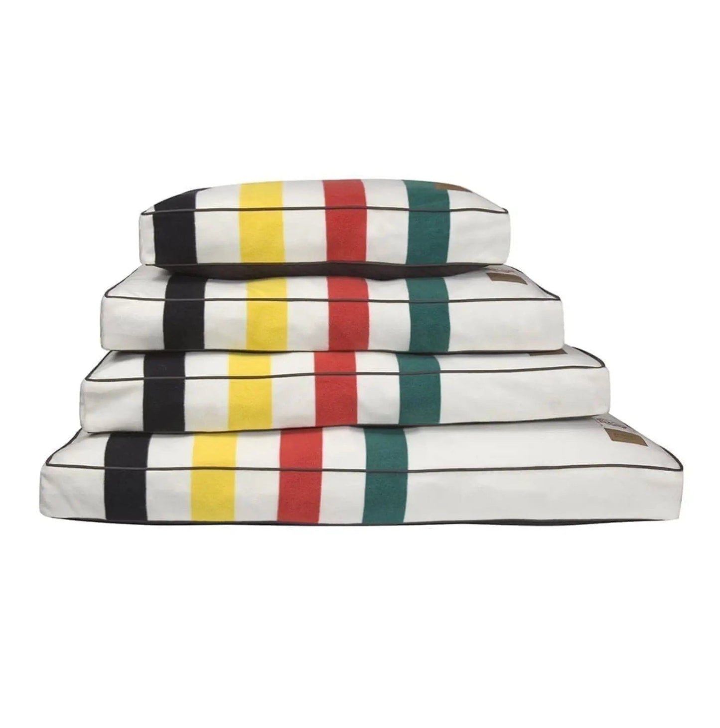 K9 Outdoors National Park Dog Bed in colorful striped design, available in multiple sizes for comfort