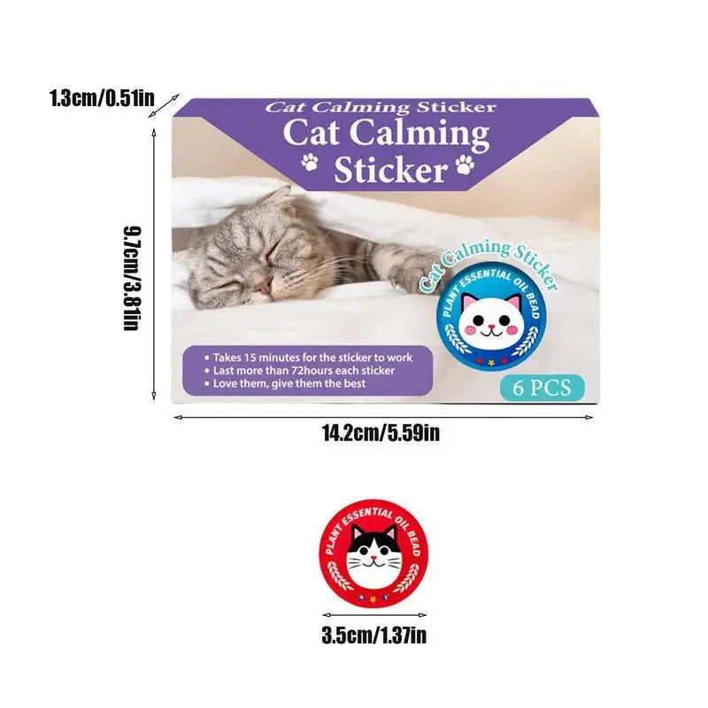 Purrfect Pet Kingdom Cat Calming Sticker for natural anxiety relief for cats, includes 6 pieces for easy use