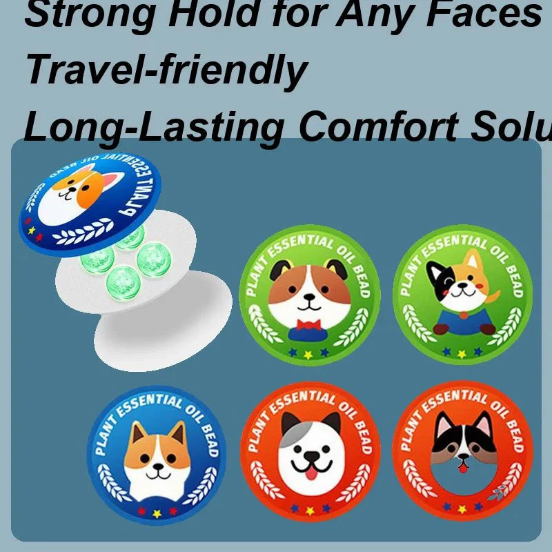 Natural anxiety relief for cats with essential oil beads in various pet-themed designs for comfort and safety