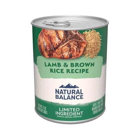 Natural Balance Ultra Lamb Dog Can (13.2oz) by The Family Pet, featuring a vibrant design, perfect wet dog food for your pet.