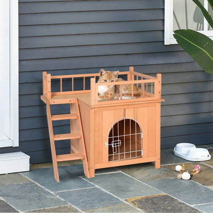 Purrfect Pet Kingdom Natural Wood Outdoor Cat House Purrfect Pet Kingdom