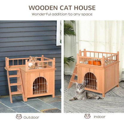 Purrfect Pet Kingdom Natural Wood Outdoor Cat House Purrfect Pet Kingdom