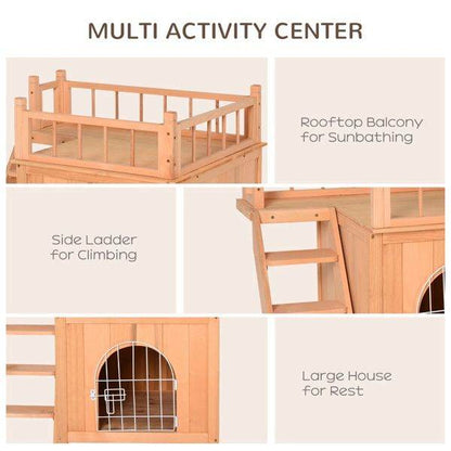 Purrfect Pet Kingdom Natural Wood Outdoor Cat House Purrfect Pet Kingdom