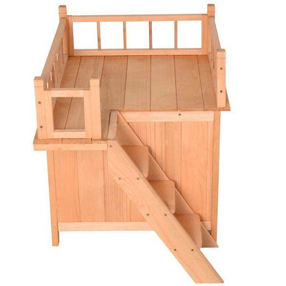 Purrfect Pet Kingdom Natural Wood Outdoor Cat House Purrfect Pet Kingdom