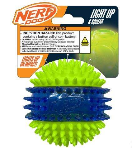Purrfect Pet Kingdom Nerf Light Up Dog Ball for Dogs Nerf Dog LED Light Up Dental Spikes Squeak Purrfect Pet Kingdom