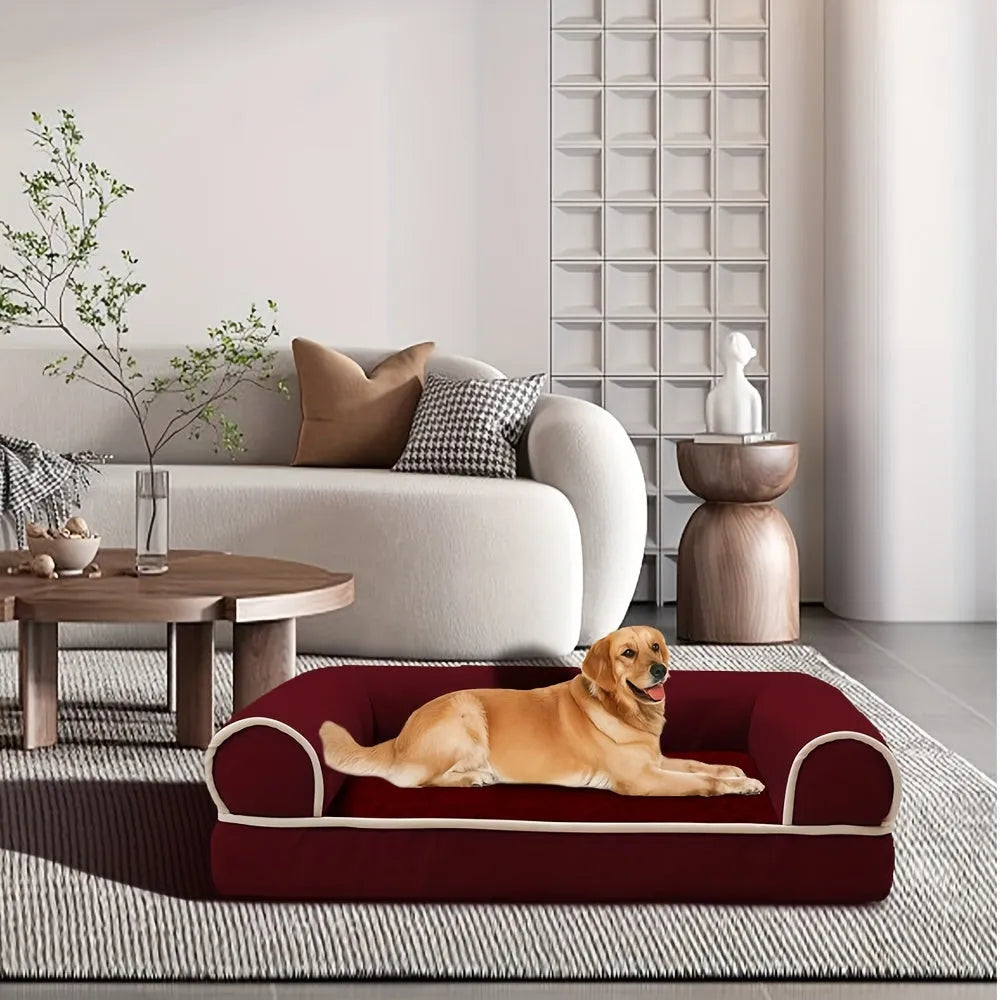 Cozy green Lootquake LLC dog sofa bed, available in M, L, and XL sizes, perfect for deep sleep for pets like dogs and cats.
