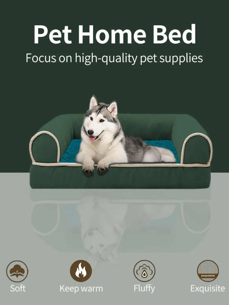 Cozy green Lootquake LLC dog sofa bed, available in medium, large, and extra-large sizes, perfect for deep sleep for cats ...