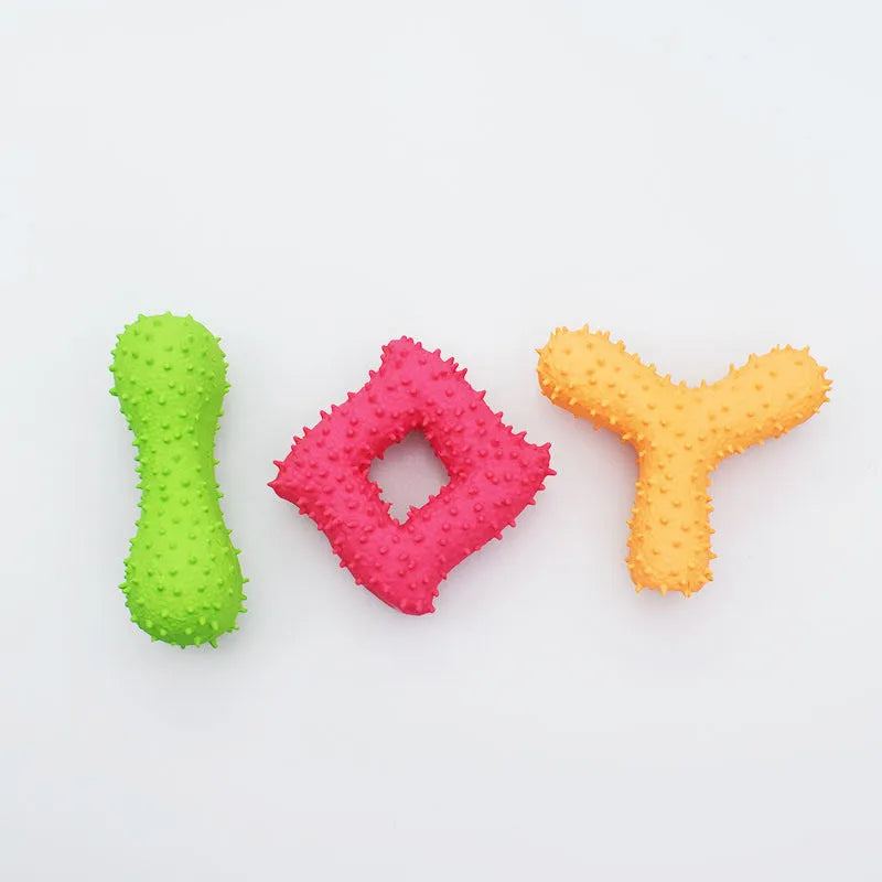 V.I.P Digital Presence New Pet Latex Toy in red square shape, durable teeth-cleaning design, perfect for dogs.