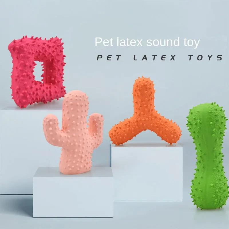 V.I.P Digital Presence New Pet Latex Toy in red square shape, durable teeth-cleaning design, perfect for dogs.