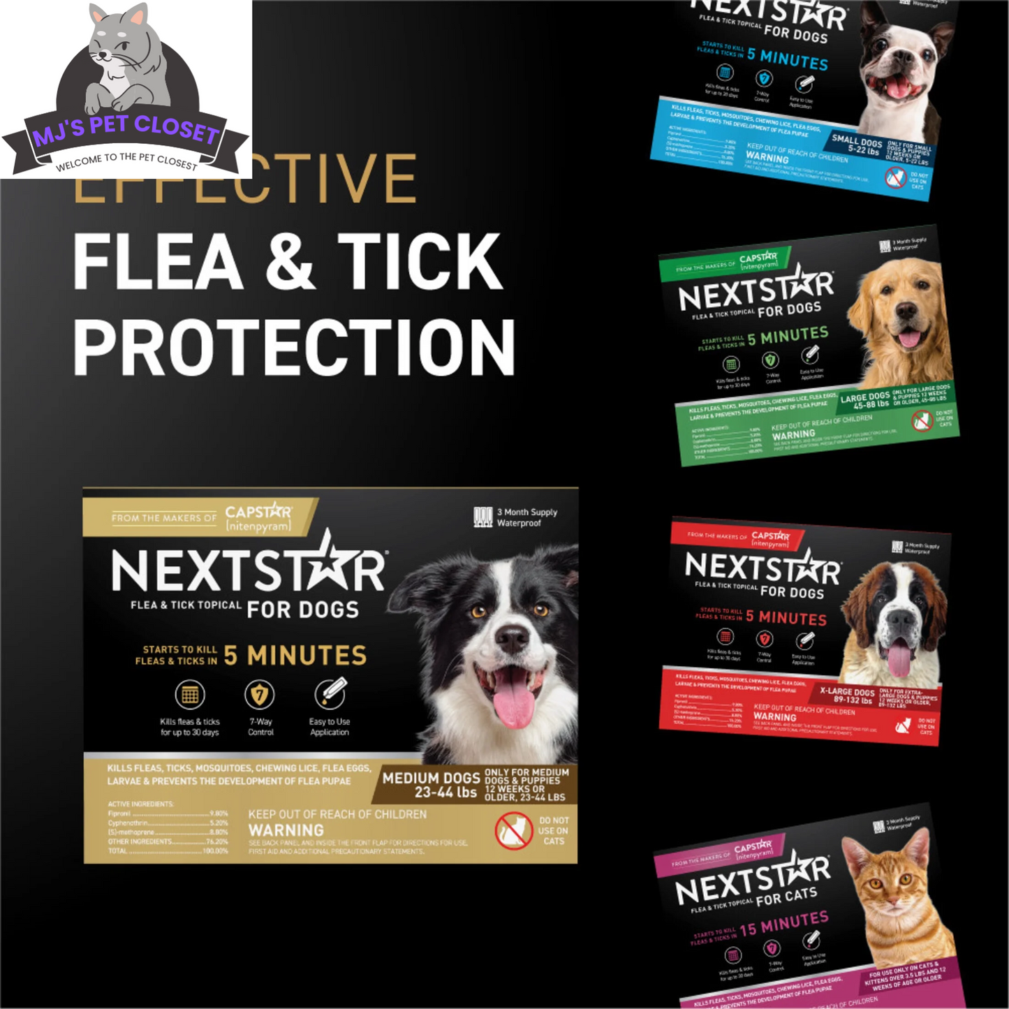 NextStar dog flea and tick prevention 2 pack for medium dogs with effective protection instructions