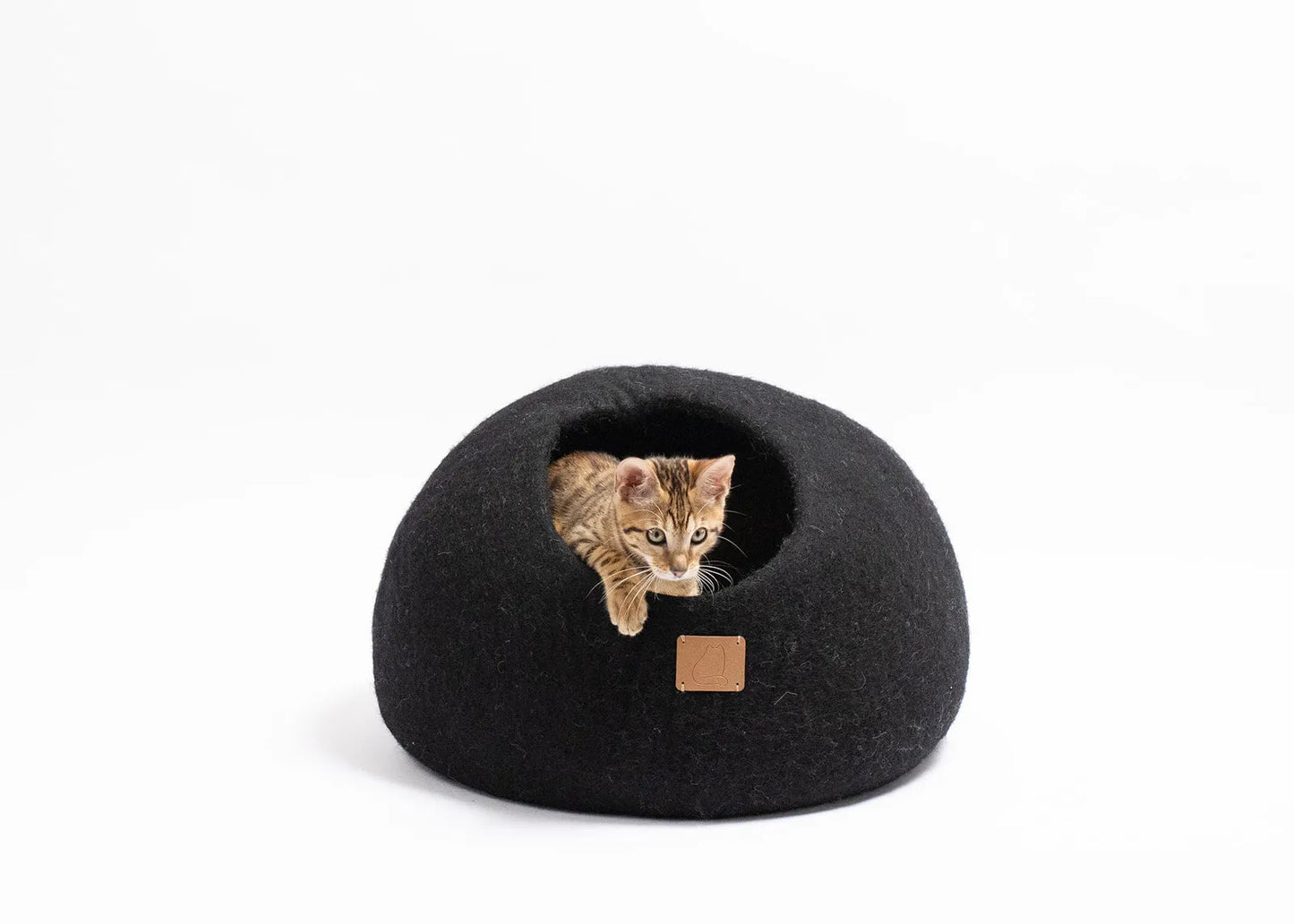 Night Black Round Style Cave by Fuzzy Cove, a cozy cat bed available in Regular and Large sizes, perfect for stylish pet c...