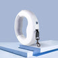White ergonomic Night Light Leash USB Rechargeable dog handle with built in LED light and metal clip