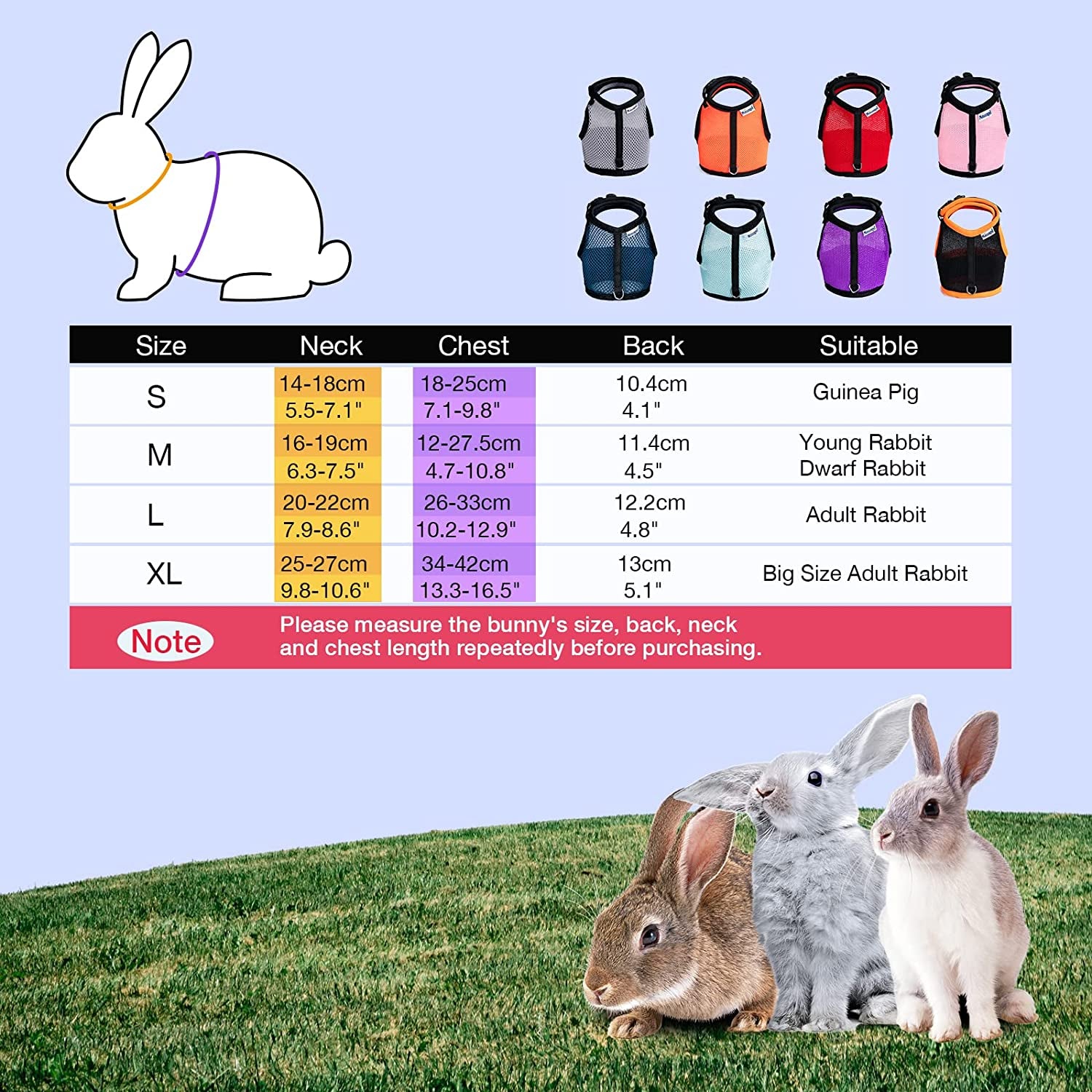 Soft harness for rabbits pink medium with adjustable fit for comfort and control