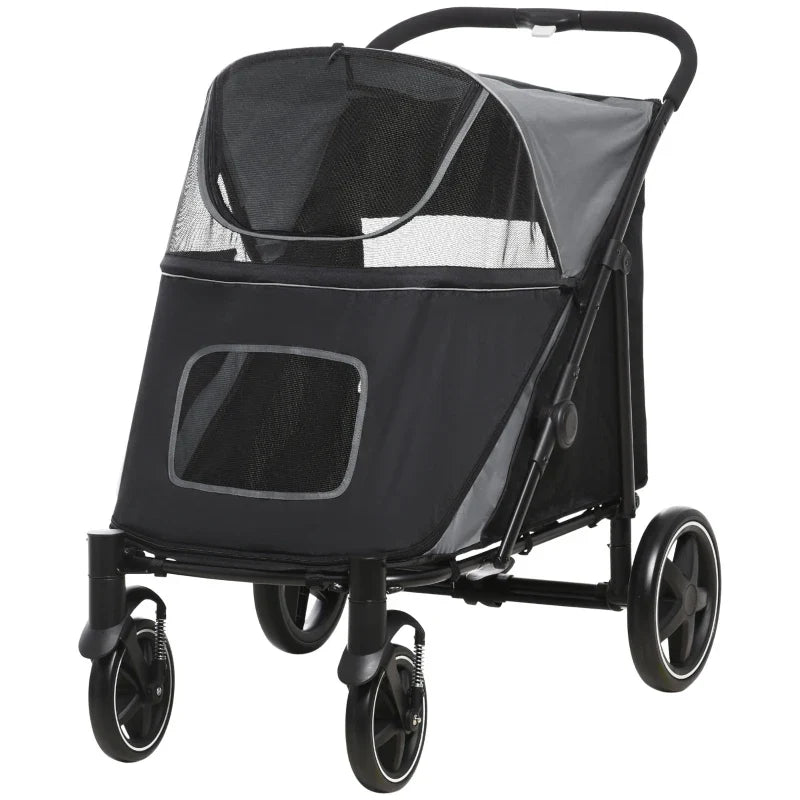 One-Click Foldable Stroller for Large Medium Small Dogs, Pet, Cats with Storage - Purrfect Pet Kingdom