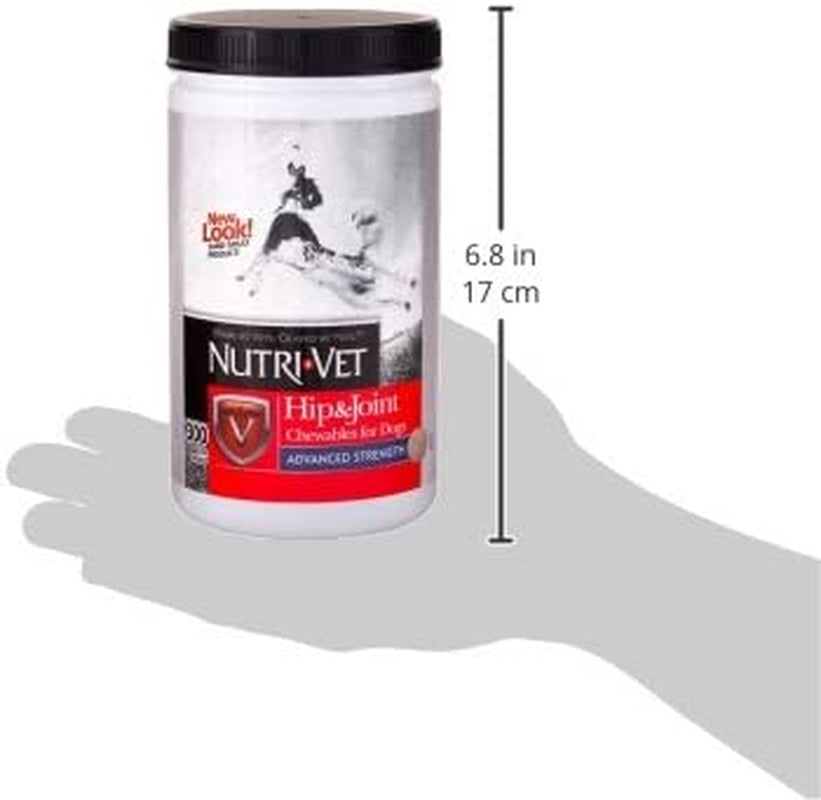 Nutri-Vet Hip and Joint Chewables for Dogs in a container for dog arthritis relief supplement