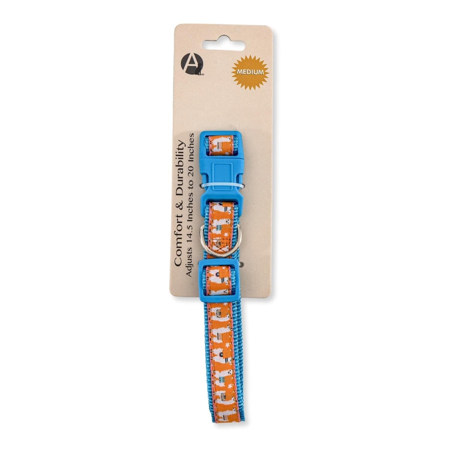 Dog Collar Nylon Collar with Embroidered Llama Design Essent - lifestyle product image for dog collar