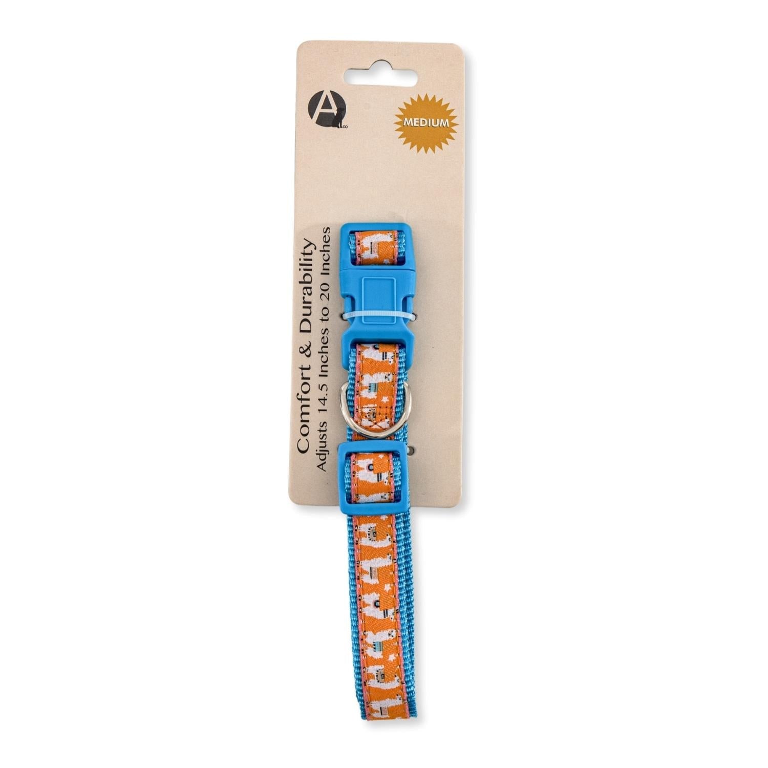 Dog Collar Nylon Collar with Embroidered Llama Design Essent - lifestyle product image for dog collar