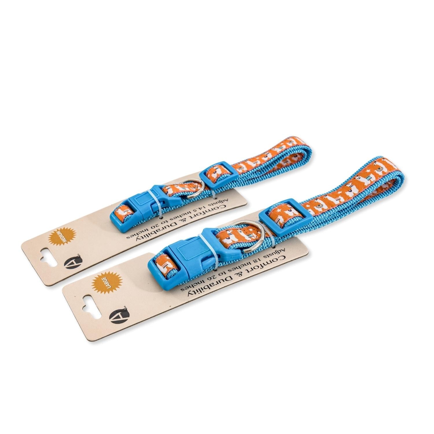 Dog Collar Nylon Collar with Embroidered Llama Design Essent - size and texture image for dog collar