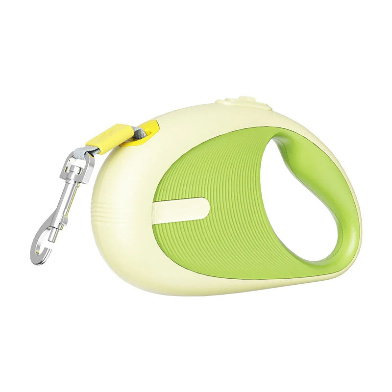 Retractable dog leash ideal for small pets, featuring a durable nylon leash for small animals with ergonomic grip