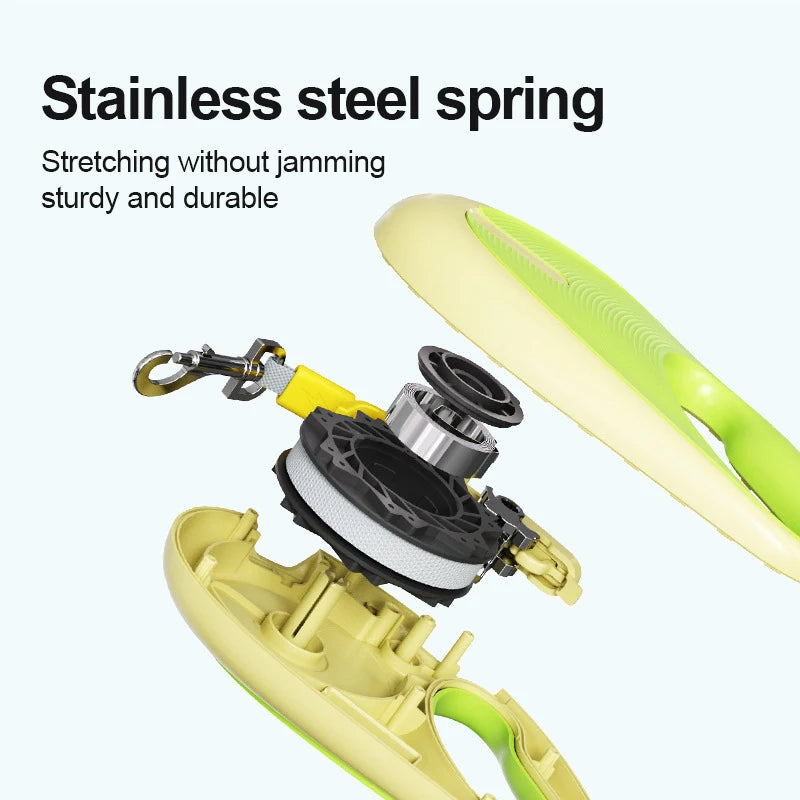 Retractable dog leash with stainless steel spring and sturdy design, ideal nylon leash for small animals