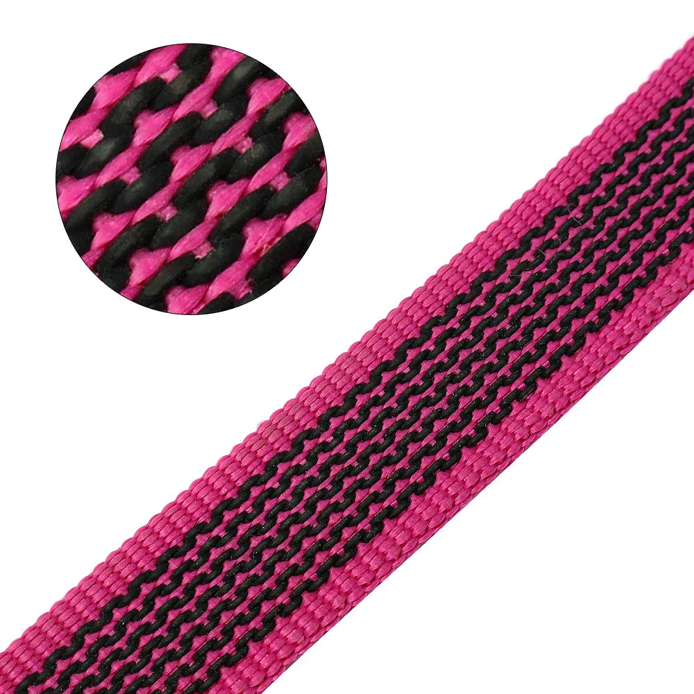 Durable pink and black nylon training leash for large dogs, designed for comfort and strength