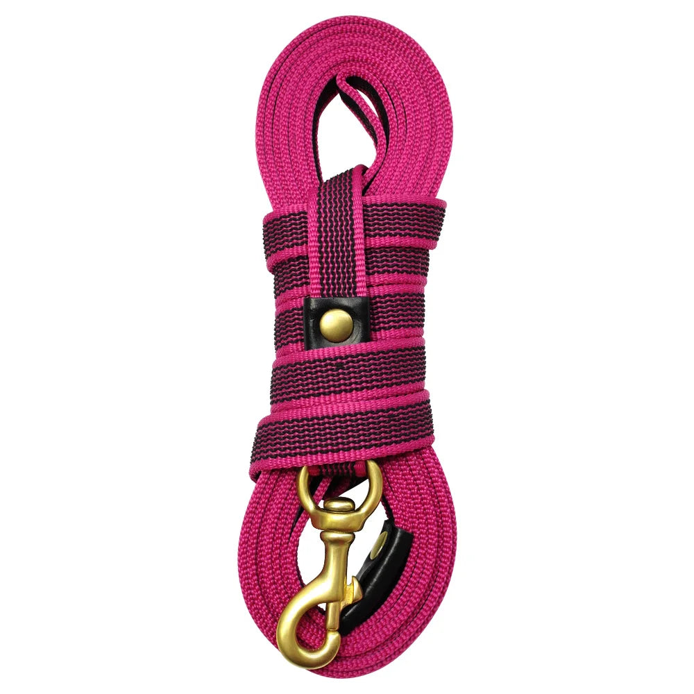 THRIXINE nylon training leash for large dogs in pink with durable clasp for secure handling