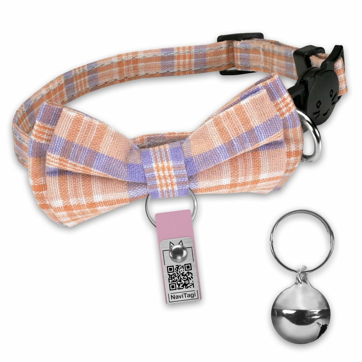 NaviTagi Cat Breakaway Collar XS Bell Bow Tie Personalized QR ID Kitten Adult - Breakaway Cat Collars - Deal US