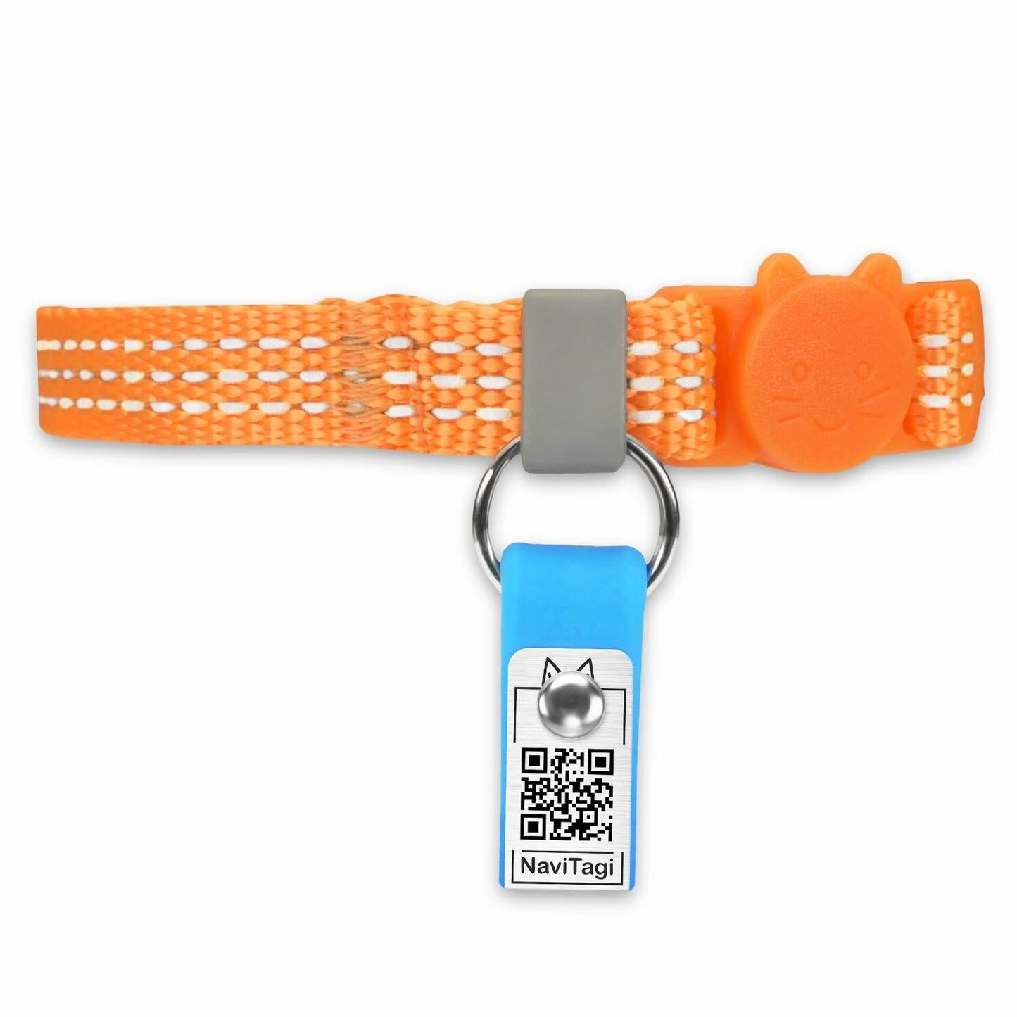 NaviTagi Cat Breakaway Collar XS Orange Reflective Soft Adjustable Bell