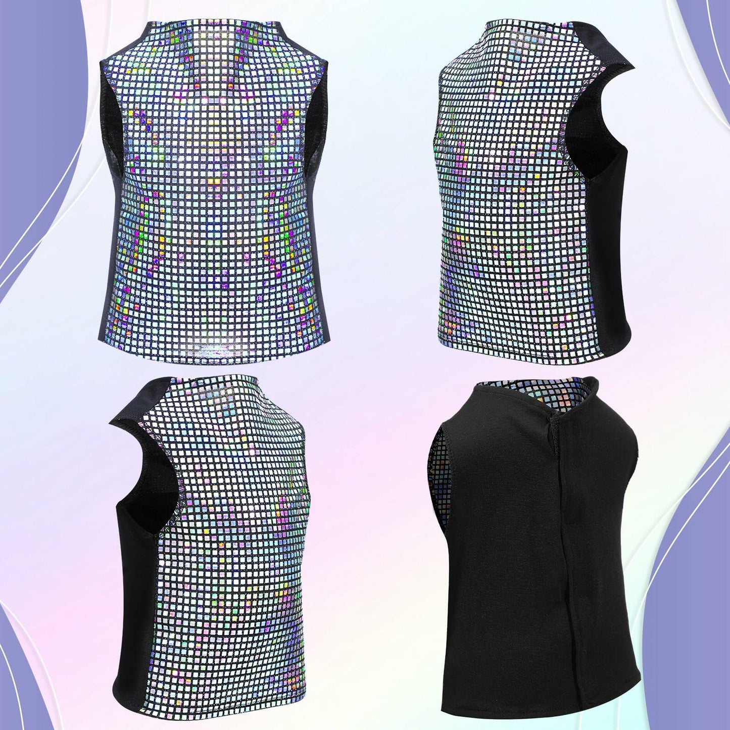 Huhumy Dog Costume Set M Disco Sequins Shirt & Disco Ball Headband