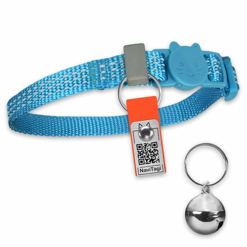 Navitagi Cat Breakaway Reflective Soft Collar Xs With Light Tag Bell Adjustable - Purrfect Pet Kingdom
