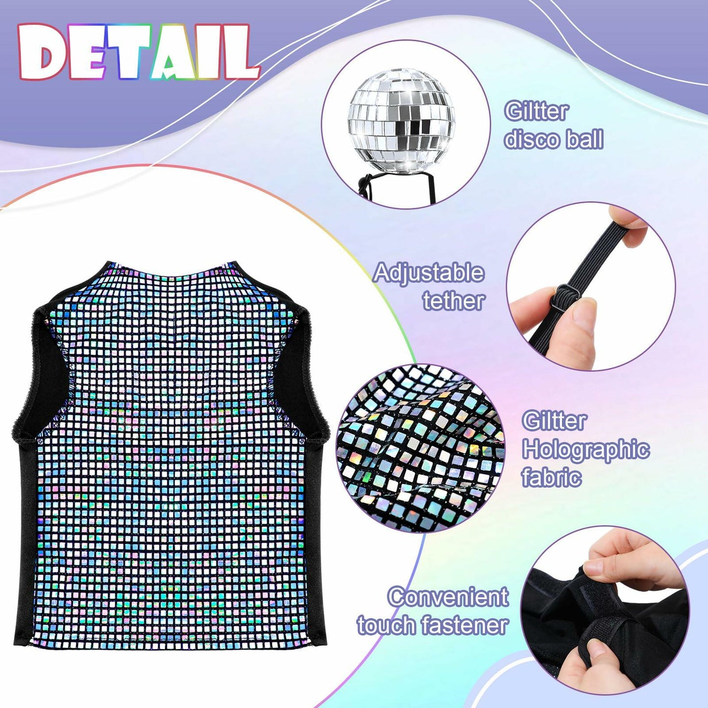 Huhumy Dog Costume Set M Disco Sequins Shirt & Disco Ball Headband