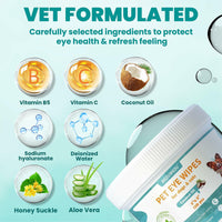 BestBy09/26 MEDUWEDU Dog & Cat Eye Wipes 120 Count Peach Scent Grooming Care