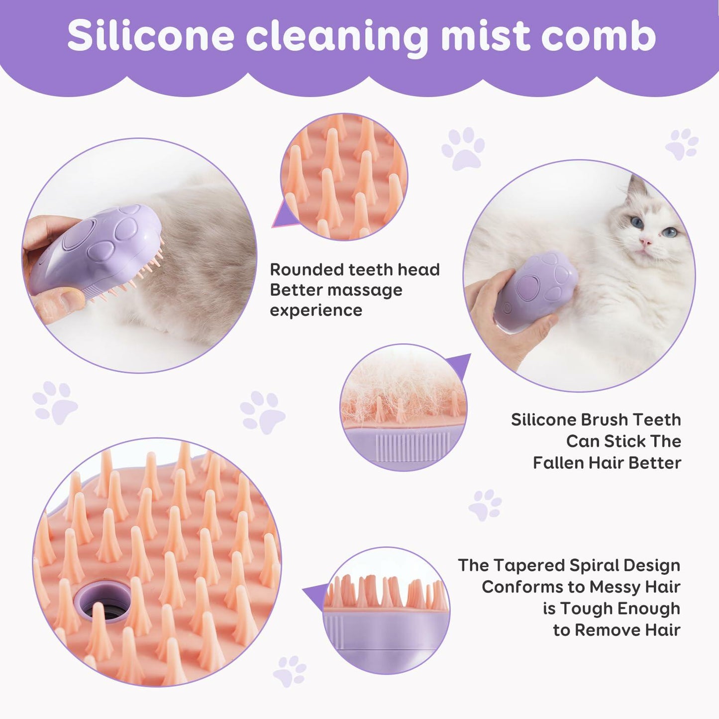 Cat Steam Brush Purple 2nd Gen Self - Cleaning Pet Hair Remover Shedding Tool - Brushes, Combs & Rakes - Deal US