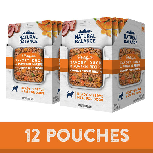 BestBy06/26 Natural Balance Platefulls Adult Wet Dog Food Duck&Pumpkin 9oz 12pk - Natural Balance Dog Food - Deal US