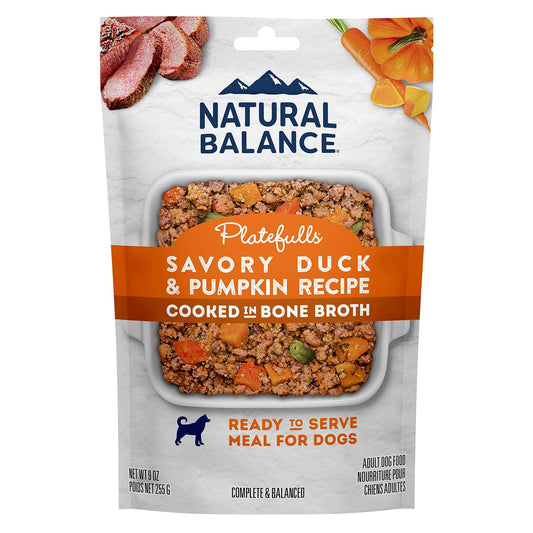 BestBy06/26 Natural Balance Platefulls Adult Wet Dog Food Duck&Pumpkin 9oz 12pk - Natural Balance Dog Food - Deal US