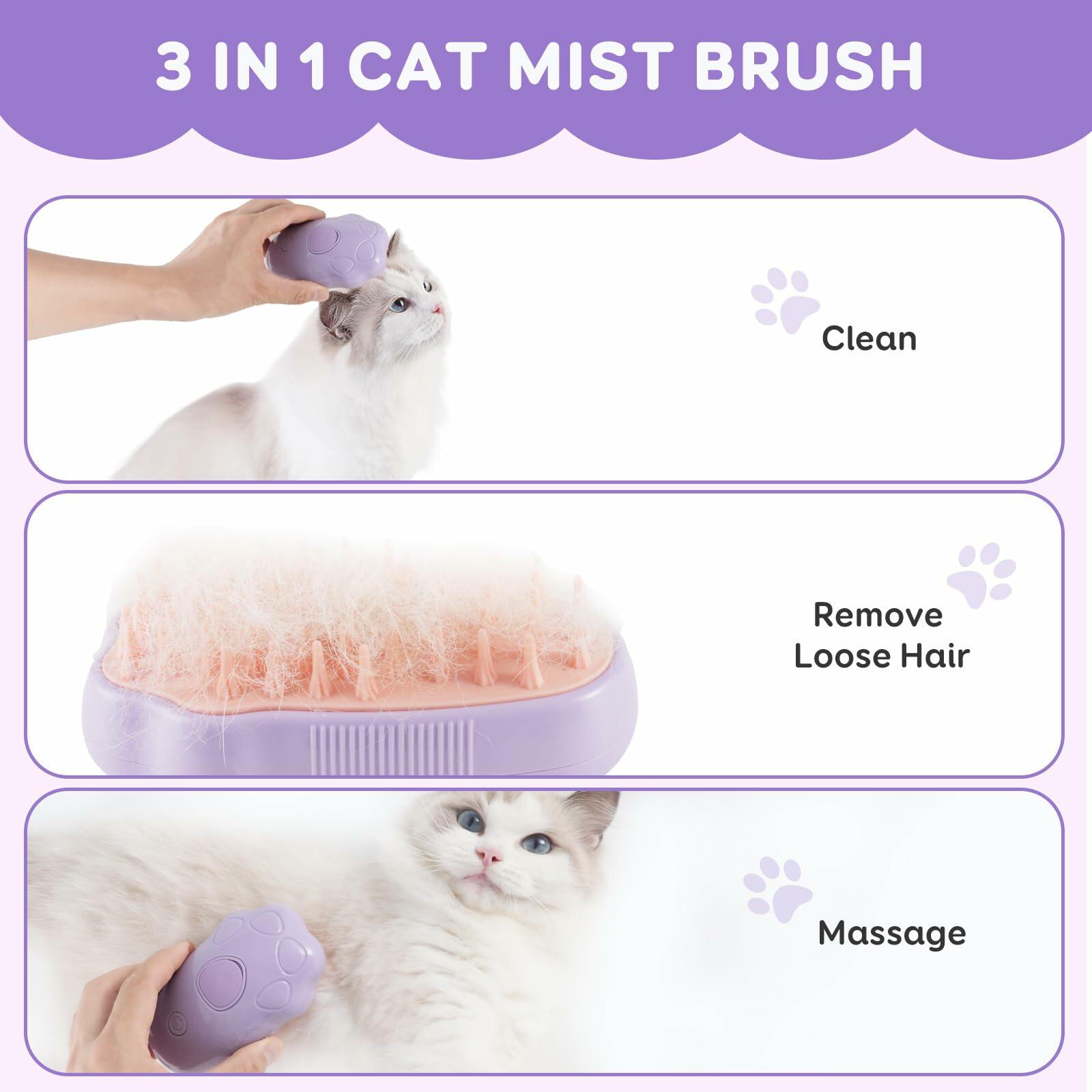 Cat Steam Brush Purple 2nd Gen Self - Cleaning Pet Hair Remover Shedding Tool - Brushes, Combs & Rakes - Deal US