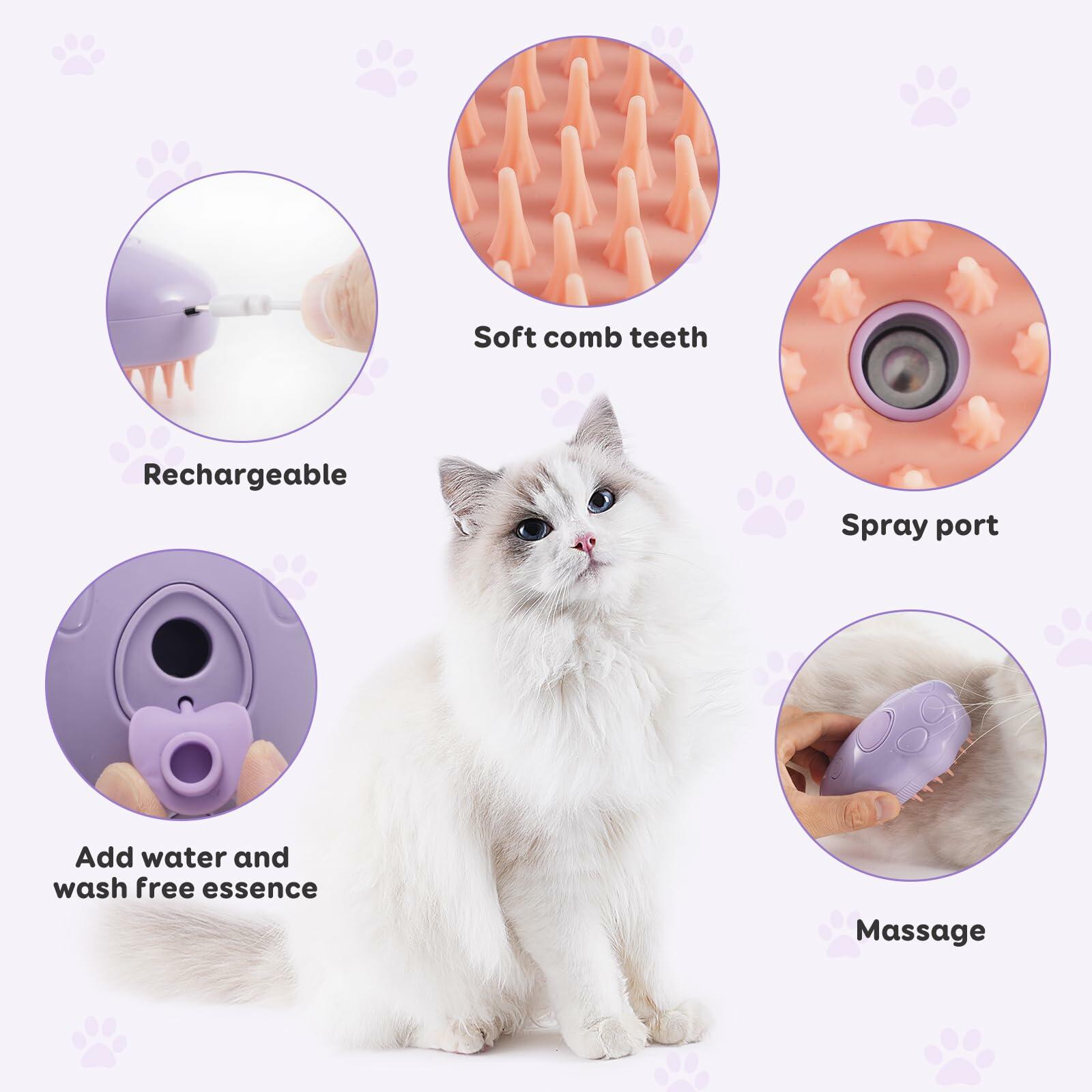 Cat Steam Brush Purple 2nd Gen Self - Cleaning Pet Hair Remover Shedding Tool - Brushes, Combs & Rakes - Deal US