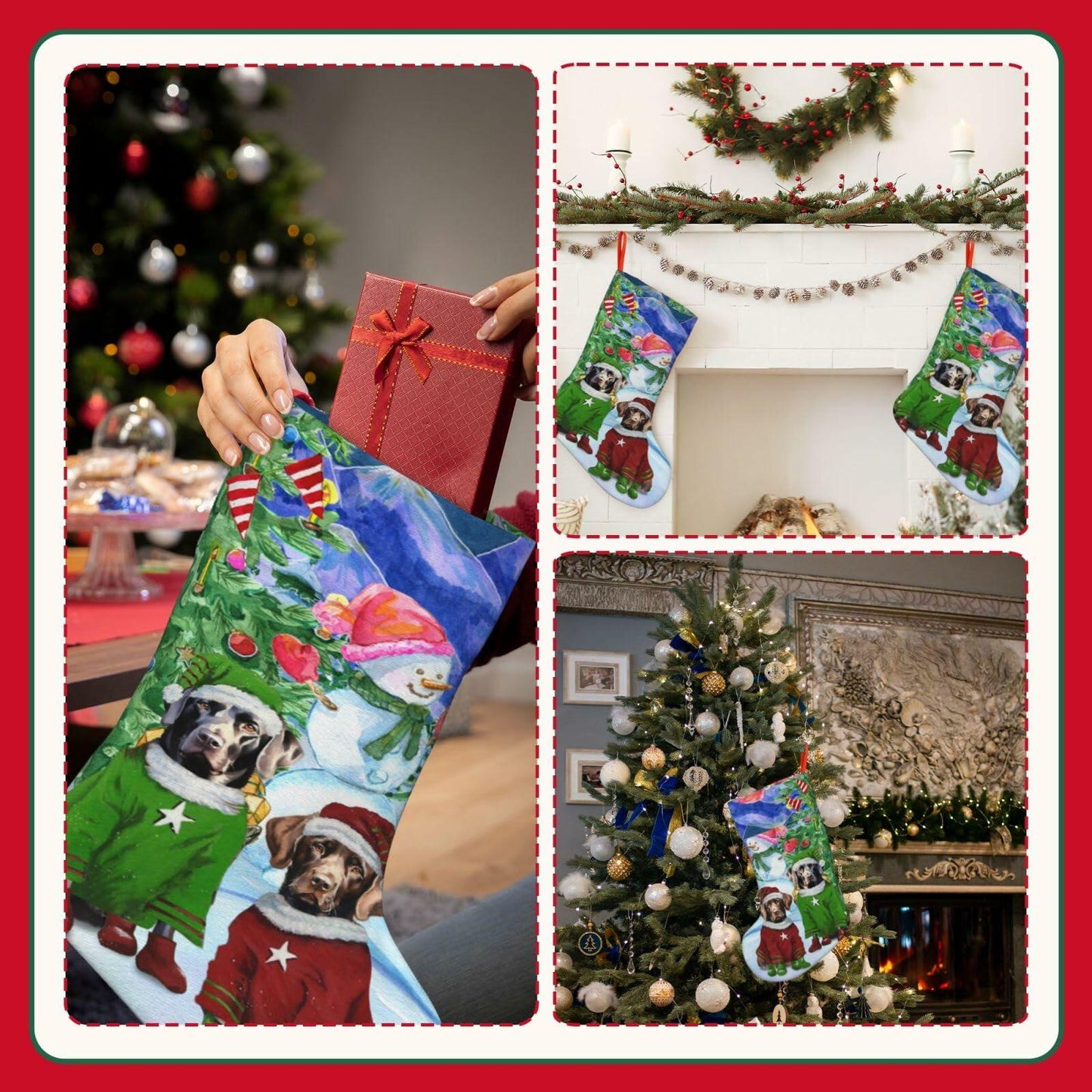 MOLAIGIN Christmas Black Labrador Chocolate lab Santa Dog Re