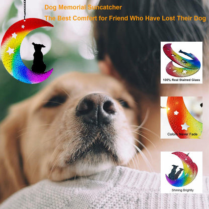 Dog Memorial Suncatcher Stained Glass Window Hanging Pet Sym