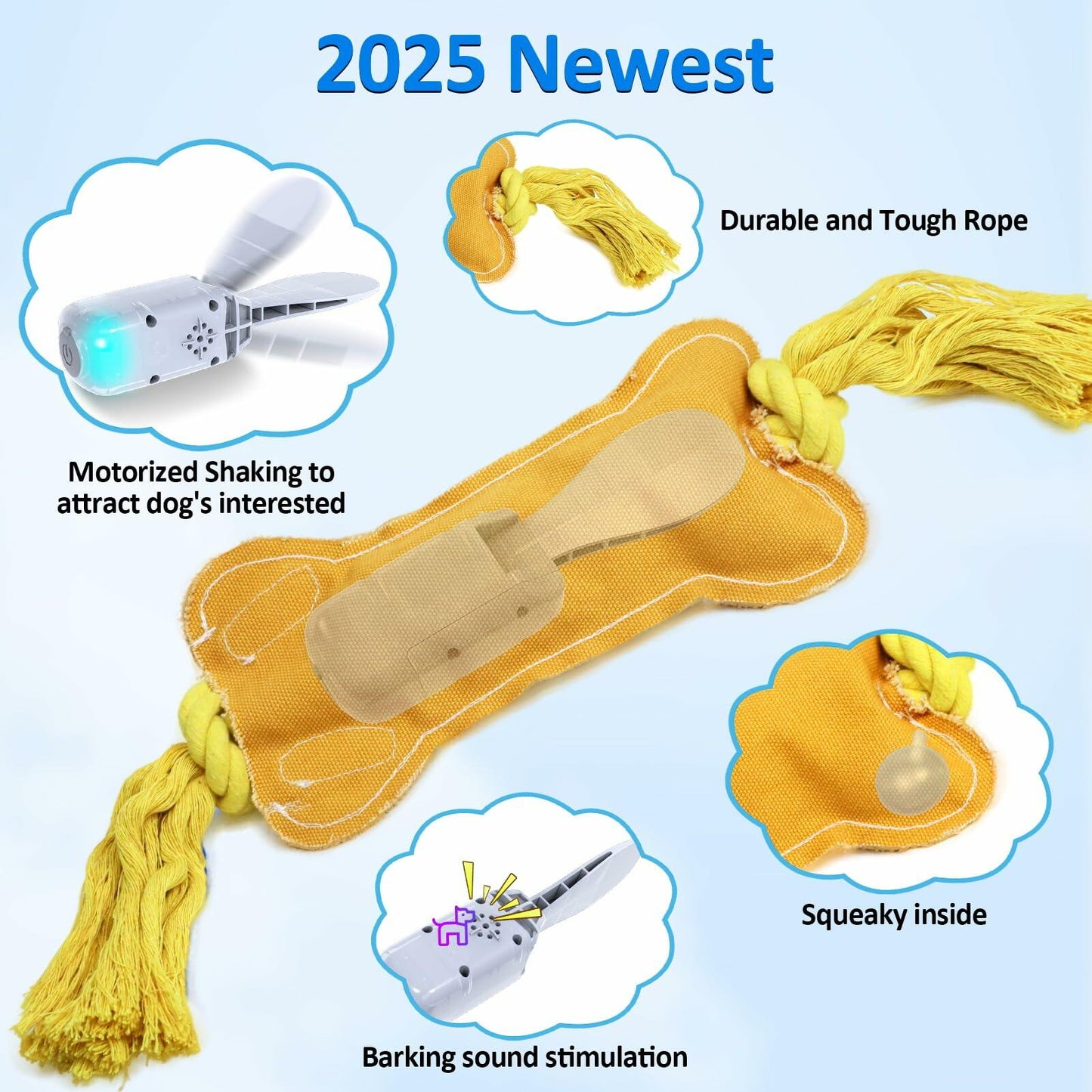 BENTOPAL Interactive Squeaky Dog Bone Toy Motion Activated Small Puppy - Toys - Deal US