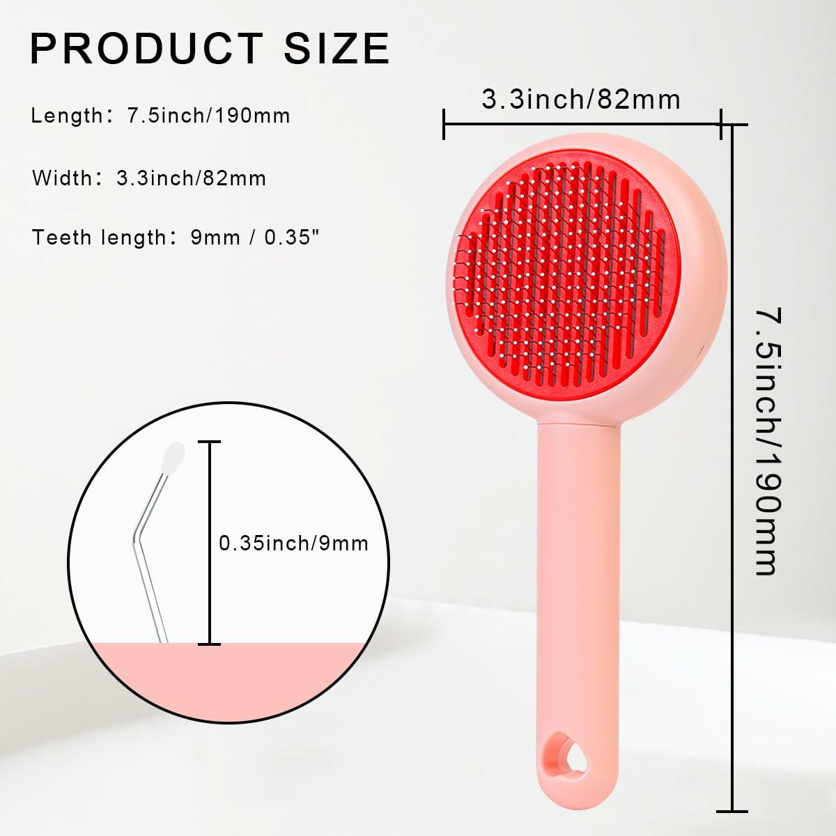 Self-Cleaning Pet Grooming Brush for Dogs & Cats Pink Ergonomic Massage - Purrfect Pet Kingdom