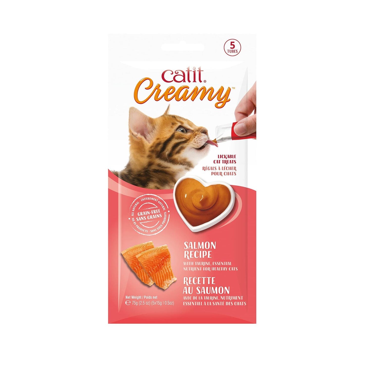 BestBy06/25 Catit Creamy Lickable Cat Treat Salmon 5 - Pack Hydrating Healthy - Cat Treats - Deal US