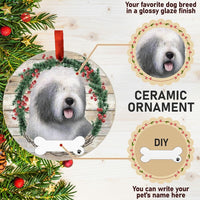 E&S Imports Old English Sheepdog Ceramic Ornament DIY Personalizable Glazed