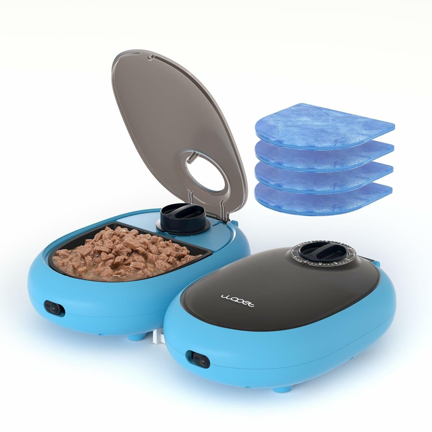 WOPET Automatic Cat Feeder 48-Hour Timer with Ice Gel Pack Yogurt Color - Purrfect Pet Kingdom