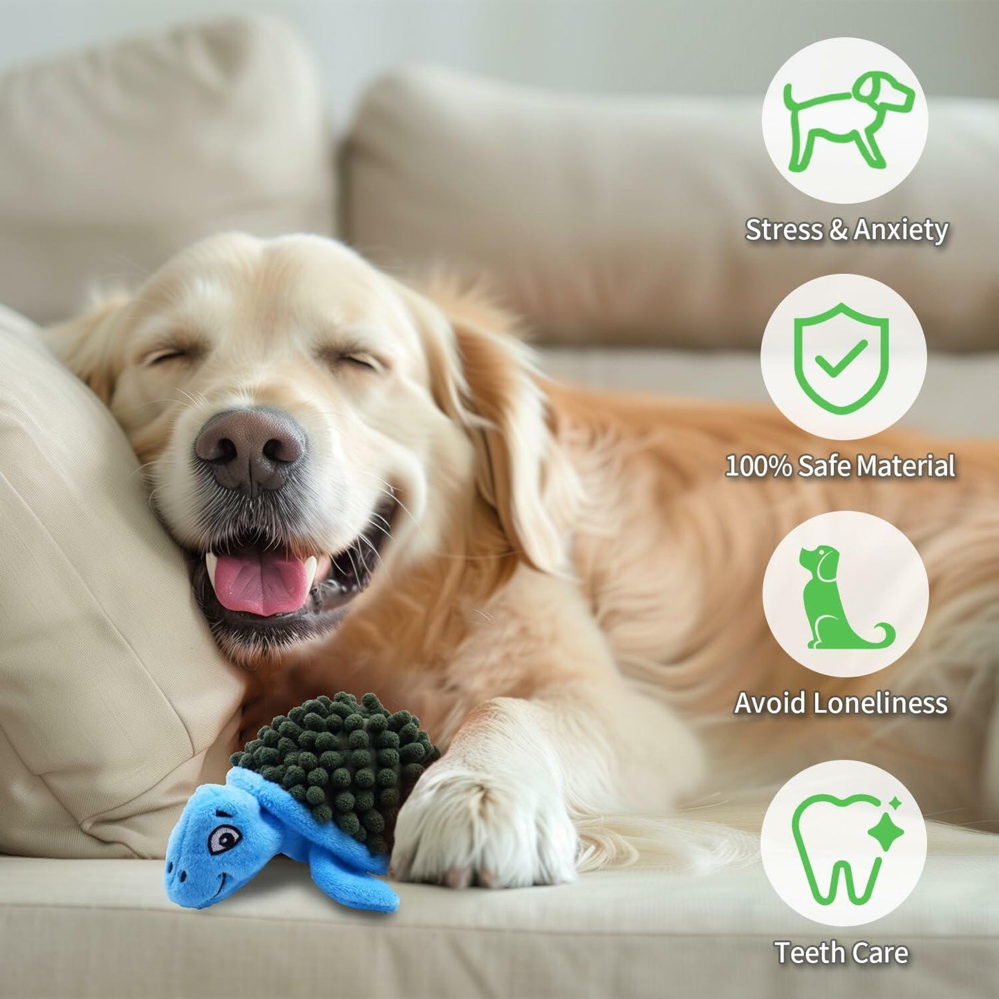 Aqezd Turtle Dog Squeaky Toy 2-in-1 Plush Rubber Core Small Breed