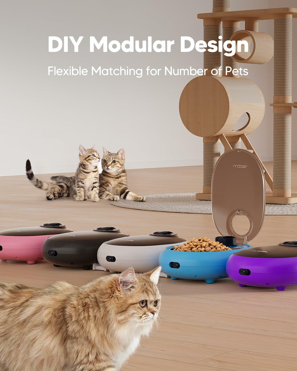 WOPET Automatic Cat Feeder 48-Hour Timer with Ice Gel Pack Yogurt Color - Purrfect Pet Kingdom